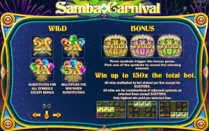Samba carnival paytable
